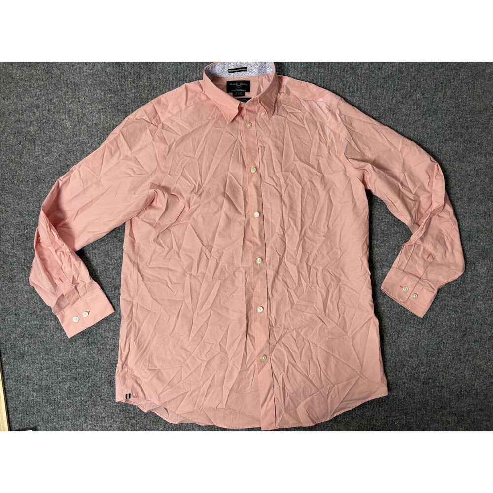 Black Brown 1826 Dress Shirt Mens 16.5 34 Pink Slim Non Iron Cotton LS